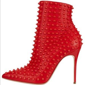 Red Spiked Bootie Boots 12